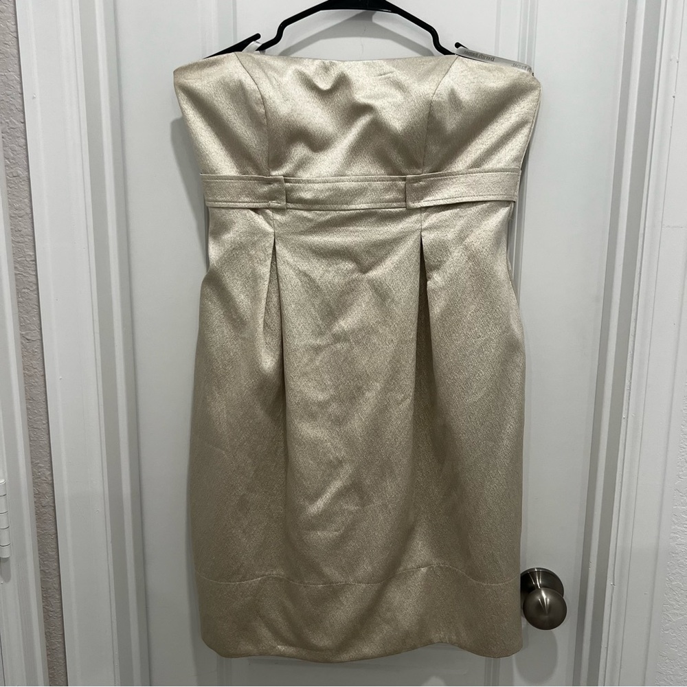 David’s Bridal Formal strapless Dress, Champagne color. Size 8